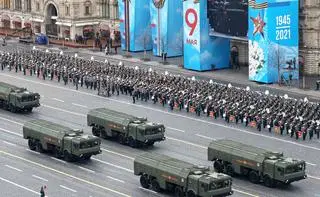 Sprzęt wojskowy w czasie zeszłorocznej parady zwycięstwa na placu Czerwonym 