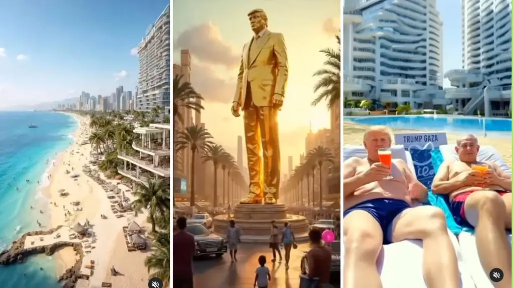 Kadry z filmu AI udostępnionego przez prezydenta USA