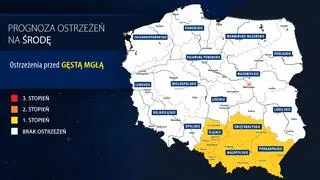 Prognoza zagrożeń meteorologicznych na środę