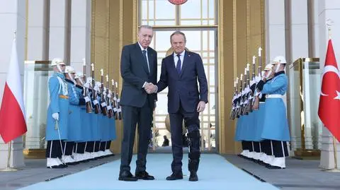 Premier Donald Tusk i prezydent Turcji Recep Tayyip Erdogan w trakcie spotkania w Ankarze