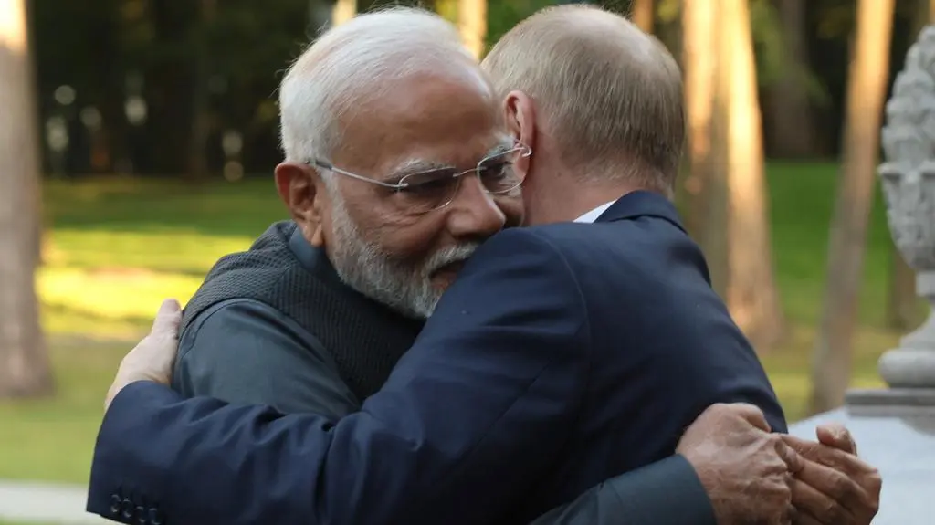 Narendra Modi witany przez Władimira Putina w Rosji w 2024 roku