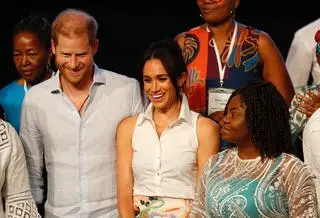 Książę Harry, księżna Meghan i wiceprezydent Kolumbii Francia Marquez