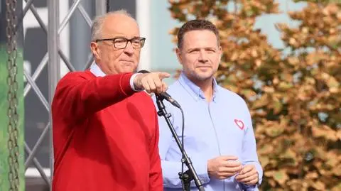 Od lewej: Robert Biedroń, Włodzimierz Czarzasty i Rafał Trzaskowski 