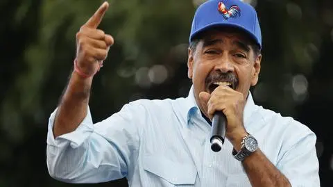 Nicolas Maduro podczas prorządowego wiecu w Caracas w Wenezueli, 17 sierpnia 2024 r.
