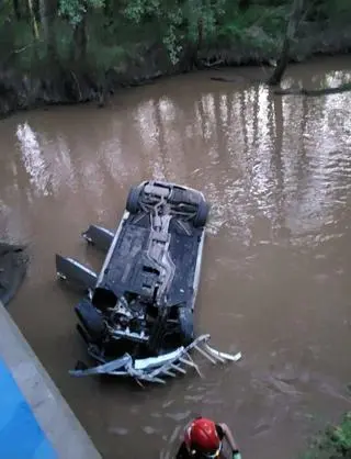 Auto wpadło do rzeki Ślęza