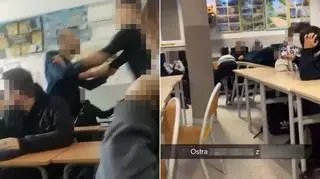 Kadry z nagrania z bójki nauczyciela z uczniem