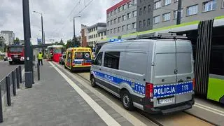 Potrącenie rowerzystki przez tramwaj w Olsztynie