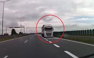 Ciężarówką pod prąd na drodze ekspresowej
