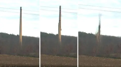 Wyburzanie komina w Radowicach