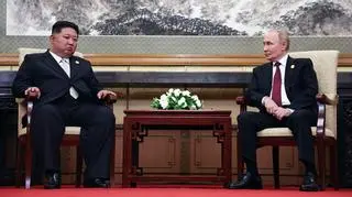 Kim Dzong Un i Władimir Putin w Pekinie