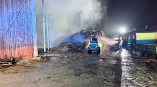 Pożar budynku z sianem w Facimiechu