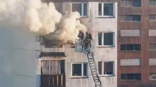 Pożar w bloku w Sosnowiec