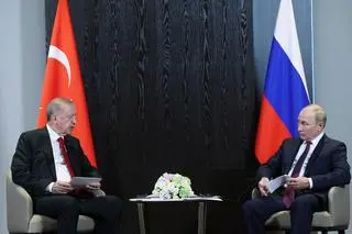 Recep Tayyip Erdogan w rozmowie z Władimirem Putinem