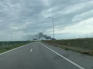 Do pożaru doszło na drodze ekspresowej 