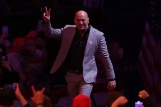Dana White, szef UFC, na wiecu poparcia dla Donalda Trumpa (październik 2024)