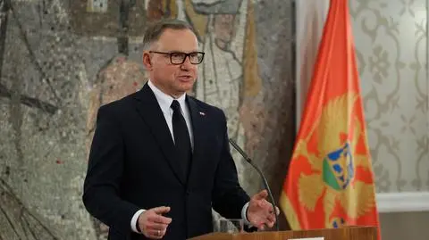 Prezydent Andrzej Duda podczas wspólnego wystąpienia w Podgoricy z prezydentem Czarnogóry Jakovem Milatoviciem 