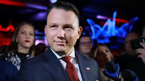 Sławomir Mentzen w swoim sztabie wyborczym w Warszawie