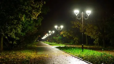 Noc, wczesna jesień, po deszczu, chłodno