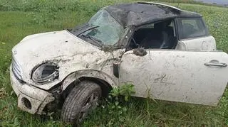Chciała ominąć zwierzę, które wybiegło na jezdnię, dachowała