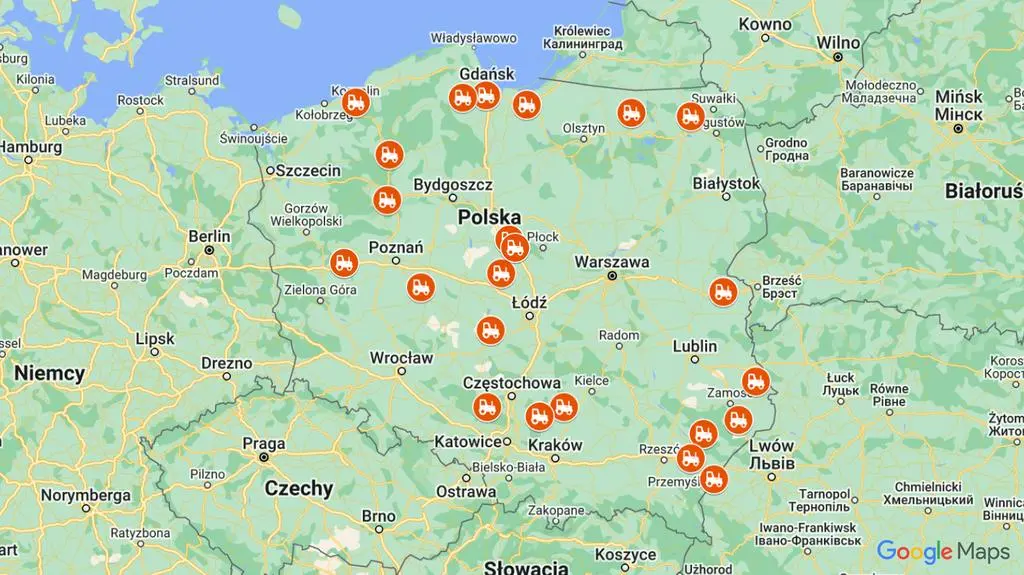 Mapa rolniczych protestów