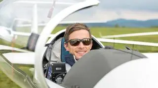 Stanisław Biela za sterami szybowca