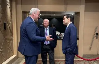 Andrij Sybiha podczas spotkania z Marco Rubio