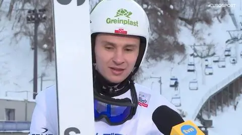 Klemens Murańka po 1. serii konkursu w Sapporo (luty 2024)