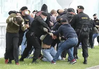 Protesty opozycjonistów na Białorusi