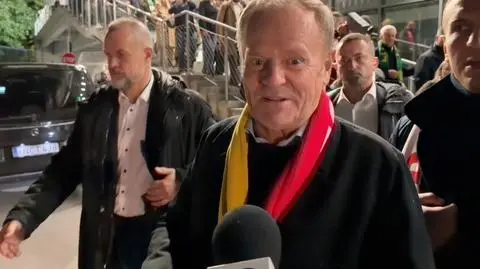Donald Tusk na meczu Polska-Litwa