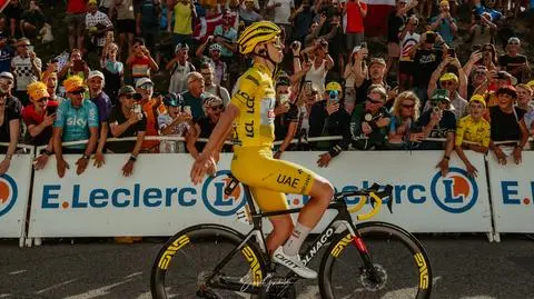 Tadej Pogaczar na mecie jednego z etapów Tour de France