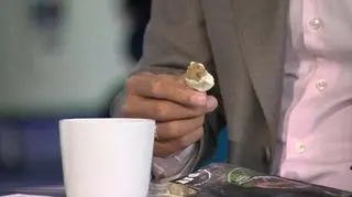 Liofilizowane pierogi w studiu TVN24