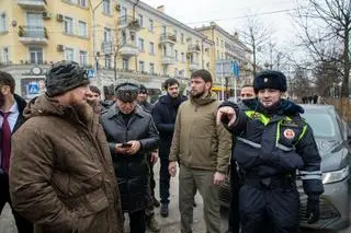 Ramzan Kadyrow na miejscu ataku w Groznym
