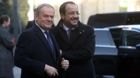 Premier Donald Tusk i prezydent Cypru Nikos Christodoulides