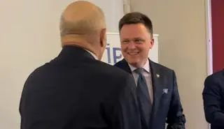 Szymonowi Hołowni podczas spotkania w Białymstoku towarzyszył biznesmen Witold K.