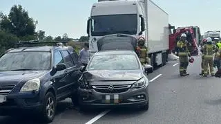 Karambol pięciu pojazdów, w tym trzech ciężarówek