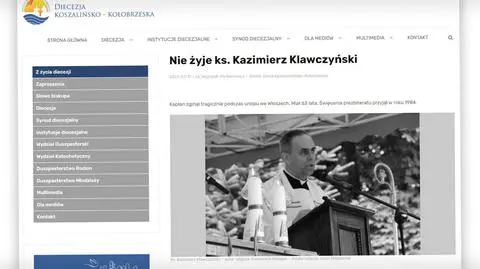Nie żyje wicekanclerz koszalińskiej kurii. "Zginął tragicznie podczas urlopu we Włoszech"