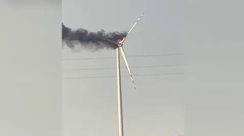 Pożar wiatraka w gminie Kętrzyn (woj. warmińsko-mazurskie)
