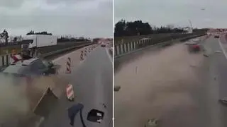 Wjechał w słupki oddzielające jezdnie