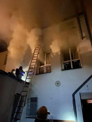 Pożar w kamienicy w Tczewie