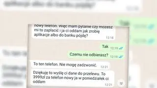 Oszust skontaktował się z kobietą przez komunikator internetowy. Policja pokazuje przykładową rozmowę 