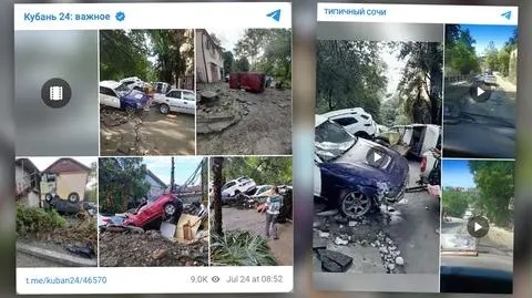 Woda porywała samochody w Soczi. Jedna  osoba nie żyje