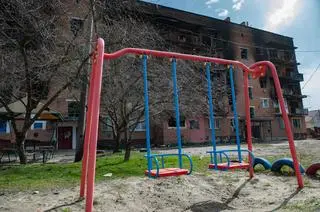 Zniszczenia w mieście Trościaniec 