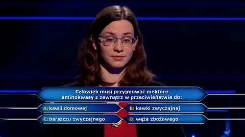 Pytanie w "Milionerach" o aminokwasy. Jako punkt odniesienia kawia, kawka, barszcz i wąż