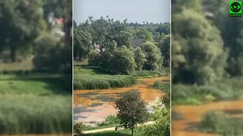 Rdzawa maź w jeziorze. "Zalecamy niezbliżanie się do wód"