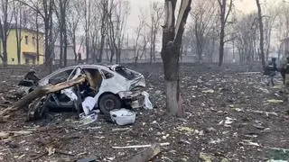 Ostrzelany szpital dziecięcy w Mariupolu (zdjęcie z 09.03.2022 r.)