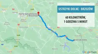 Trasa z Ustrzyk Dolnych do szpitala w Brzozowie zajmuje nieco ponad godzinę