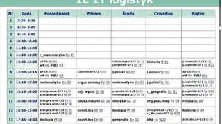 Plan lekcji w technikum logistycznym