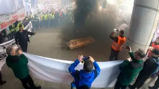 Protest górników w Warszawie