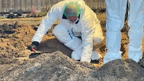 Praca policji na miejscu ukrycia ciała mężczyzny