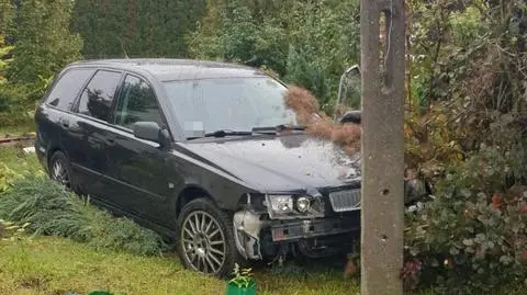 Auto zatrzymało się na słupie 